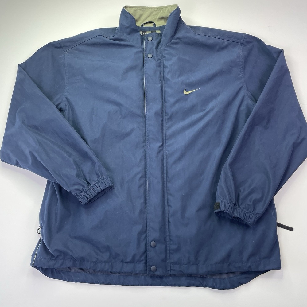 Nike Golf Jacket Mens XL Blue Storm Fit Full Zip Snap Rain Vtg Windbreaker
